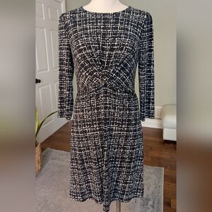 Vince Camuto Black White Dress Knot 3/4 Sleeves Work Office Size 6